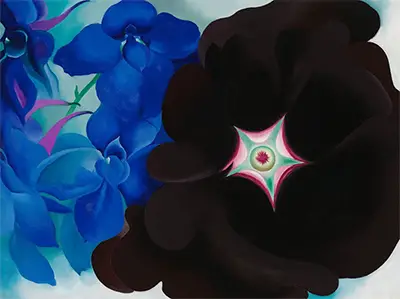 Black Hollyhock Blue Larkspur Georgia O'Keeffe